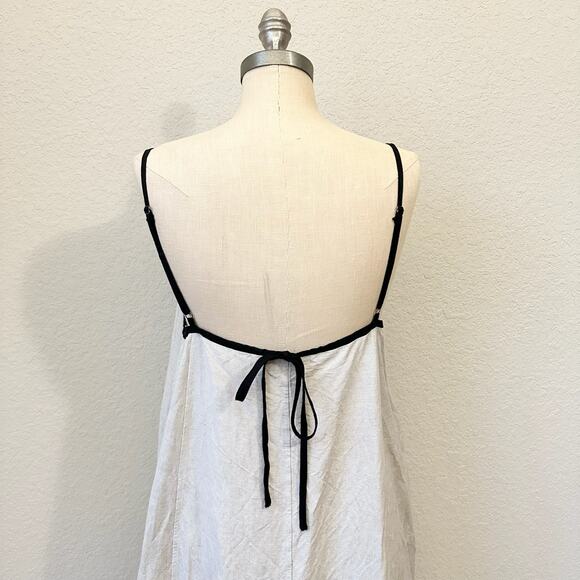 MVN The Label Maxi Slip Dress Beige Linen Sleeveless Swing Lagenlook - Picture 5 of 12